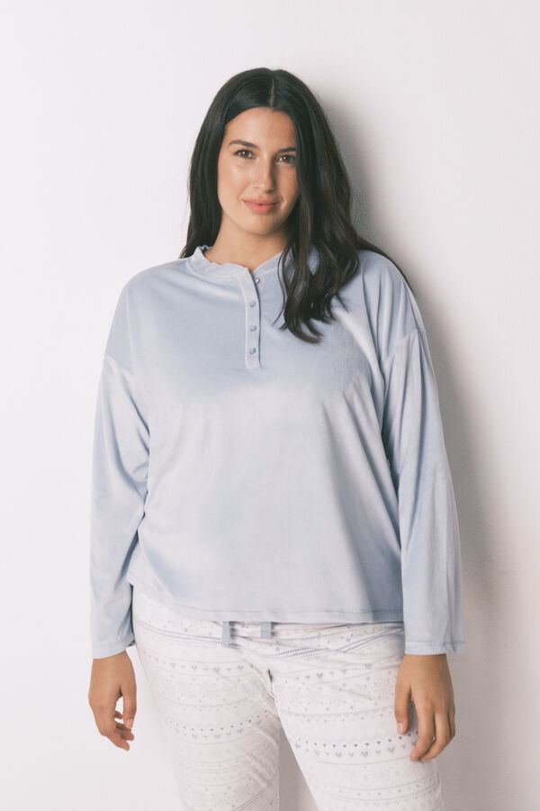 Women'secret Pijama comprido polar suave azul azul