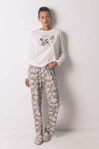 Women'secret Pijama comprido Mickey Mouse 100% algodão branco