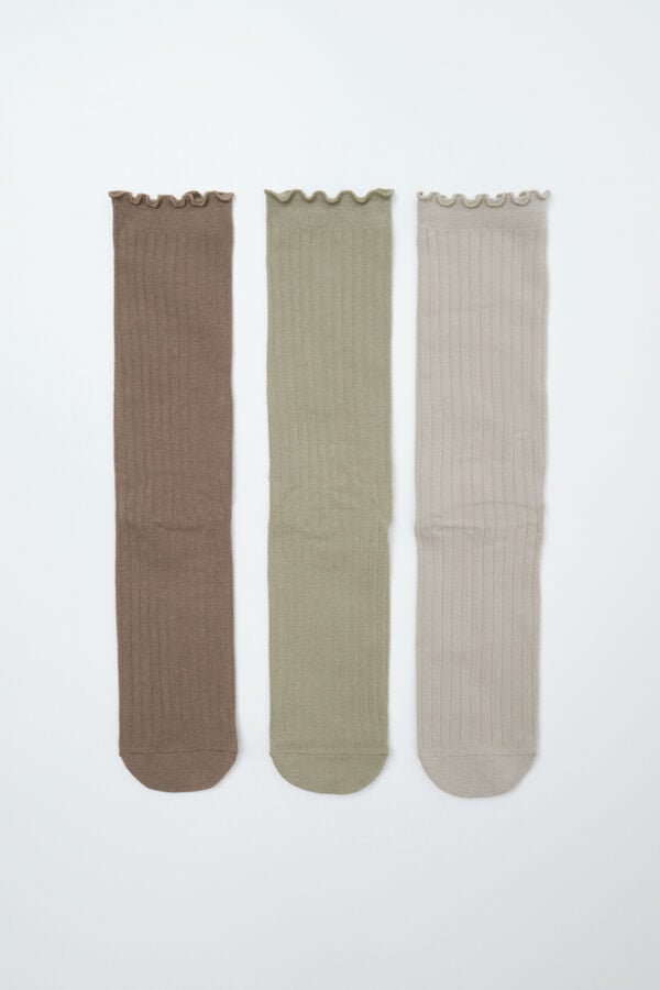 Women'secret Pack 3 meias compridas verdes lurex verde