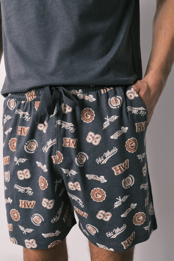 Women'secret Pijama curto de homem em algod&atilde;o Hotwheels cinzento