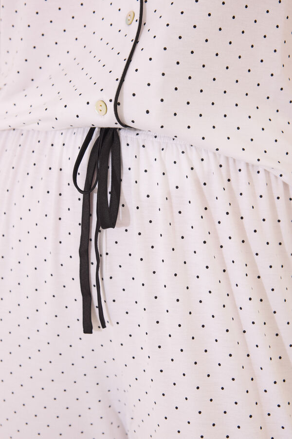 Women'secret Pijama camiseiro capri branca de bolinhas branco