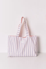 Women'secret Mala tote solidária de algodão às riscas estampado