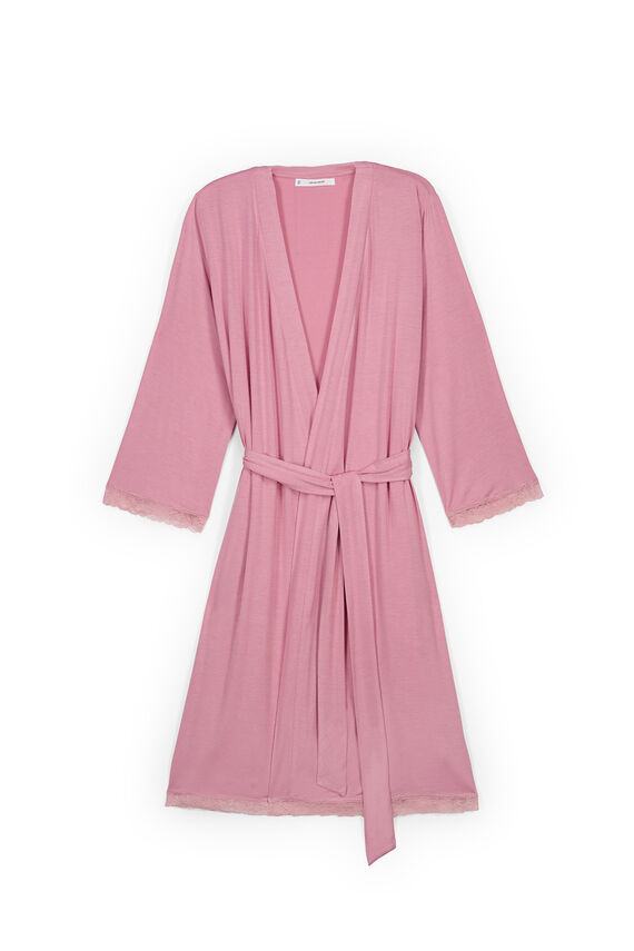 Bata midi cinturón rosa