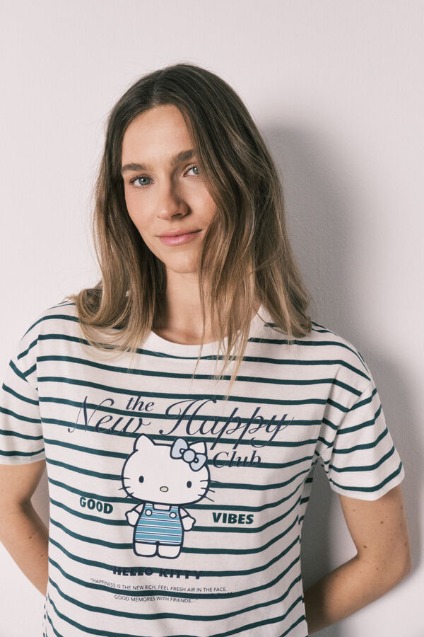 Women'secret Pijama curto Hello Kitty &agrave;s riscas branco