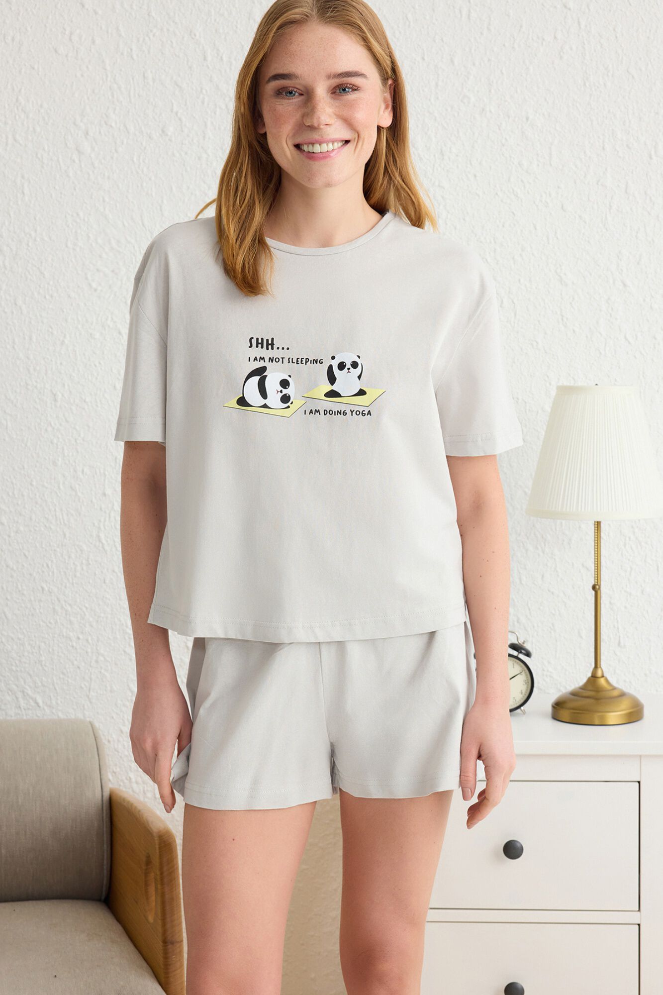 Trendyol Conjunto de pijama curto pandas