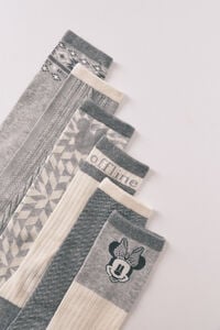 Women'secret Pacote de 6 meias longas de algod&atilde;o com Minnie e Mickey  