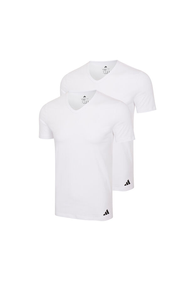 Adidas Pacote com 2 camisetas para homem de algodão elástico com gola em bico branco