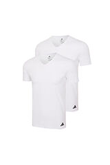 Adidas Pacote com 2 camisetas para homem de algodão elástico com gola em bico branco