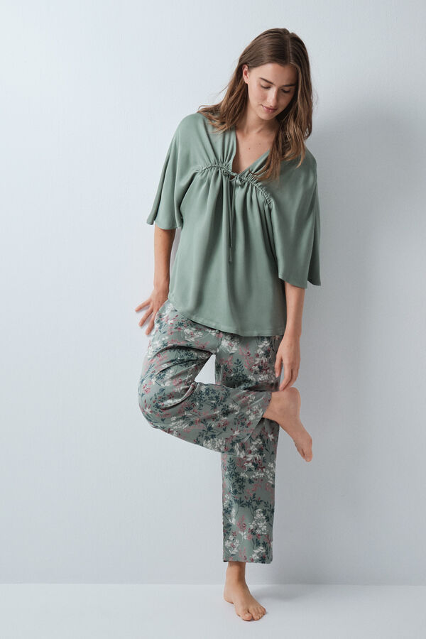 Women'secret Pijama Capri camisola verde kaki