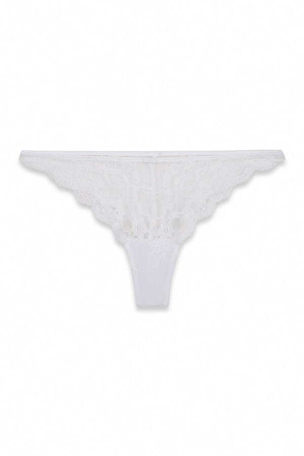 Women'secret Tanga em renda branca bege