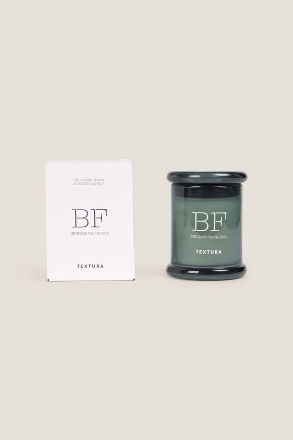 Textura Vela perfumada com bergamota fresca estampado