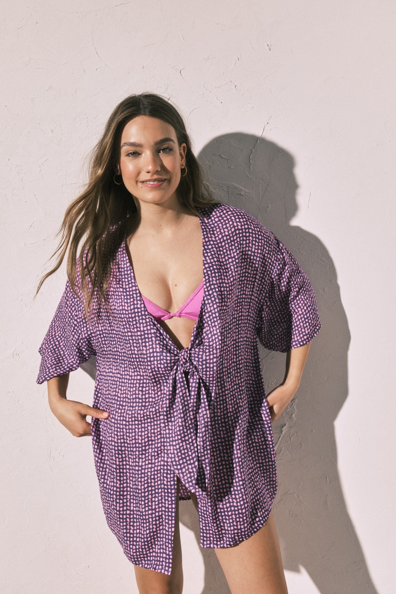 Women'secret T&uacute;nica quimono curta estampada manchas