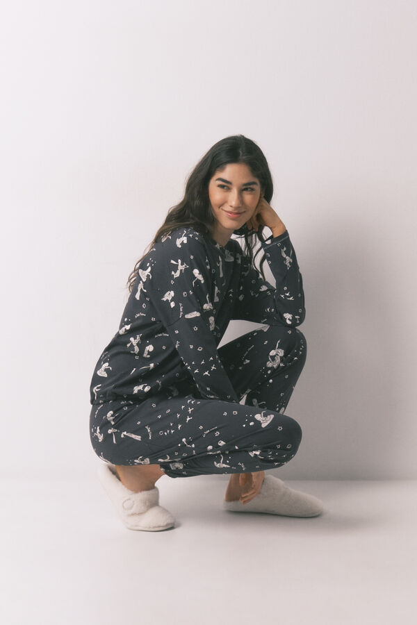 Women'secret Pijama comprido em 100% algod&atilde;o cinza O Principezinho cinzento