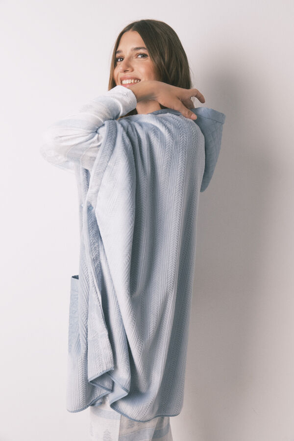 Women'secret Poncho polar curto azul com relevo azul