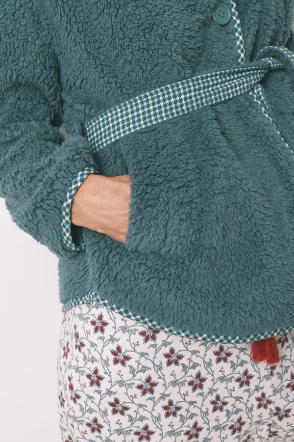 Women'secret Robe estilo túnica de pelo verde verde