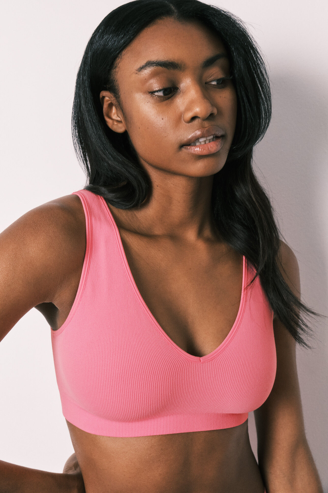 Women'secret Top halter liso corte limpo coral