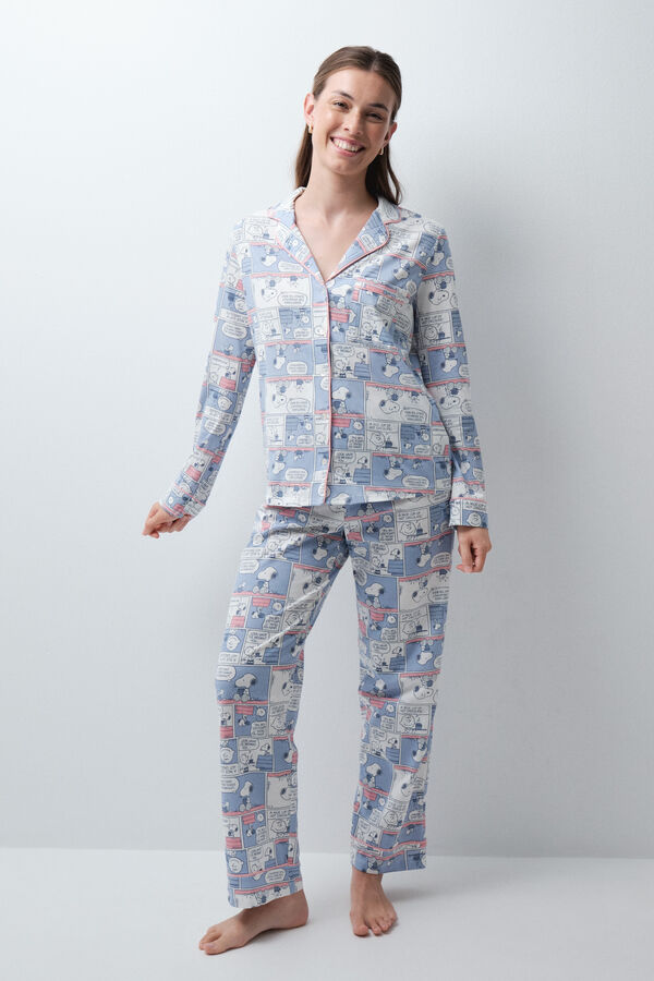 Women'secret Pijama comprido camiseiro banda desenhada Snoopy azul