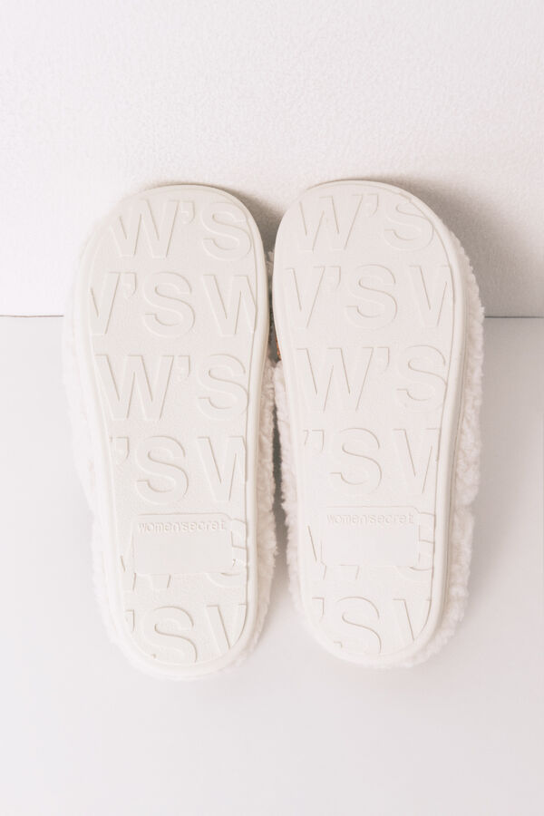 Women'secret Chinelos de quarto de pelo com desenho de c&atilde;es bege