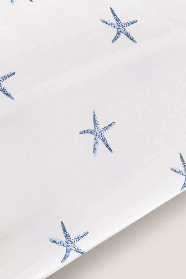 Textura Fronha de algodão com motivos marinhos azul