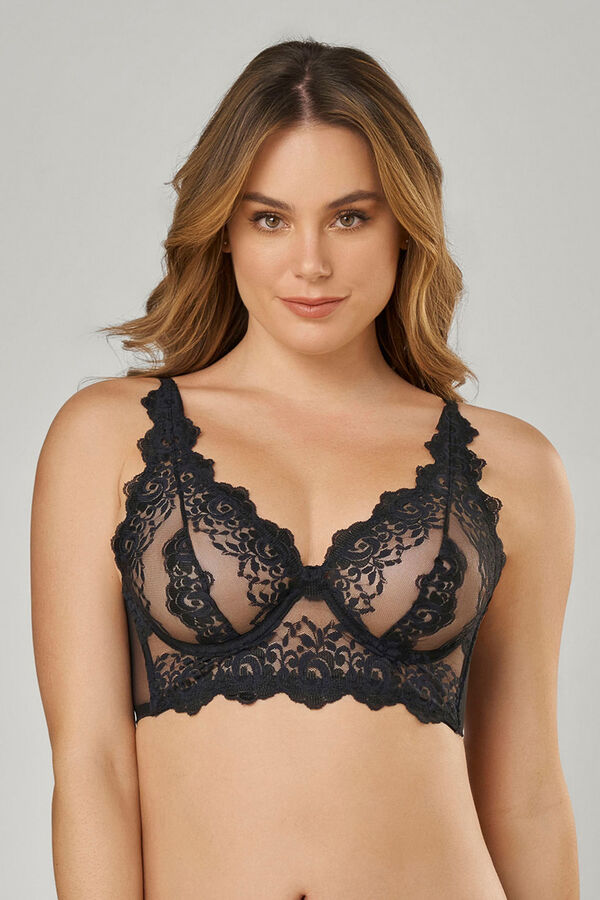 Leonisa Sujetador tipo bralette en encaje y transparencias negro