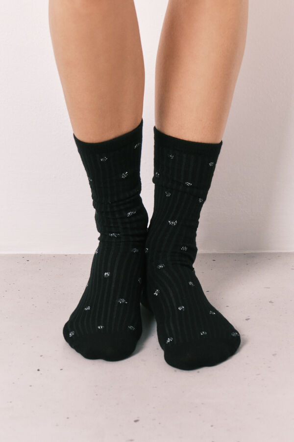 Black 3-pack long textured socks | Women's socks