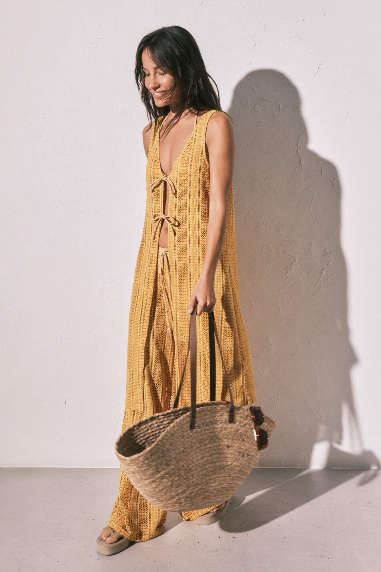 Women'secret T&uacute;nica comprida aberta em crochet multicolor