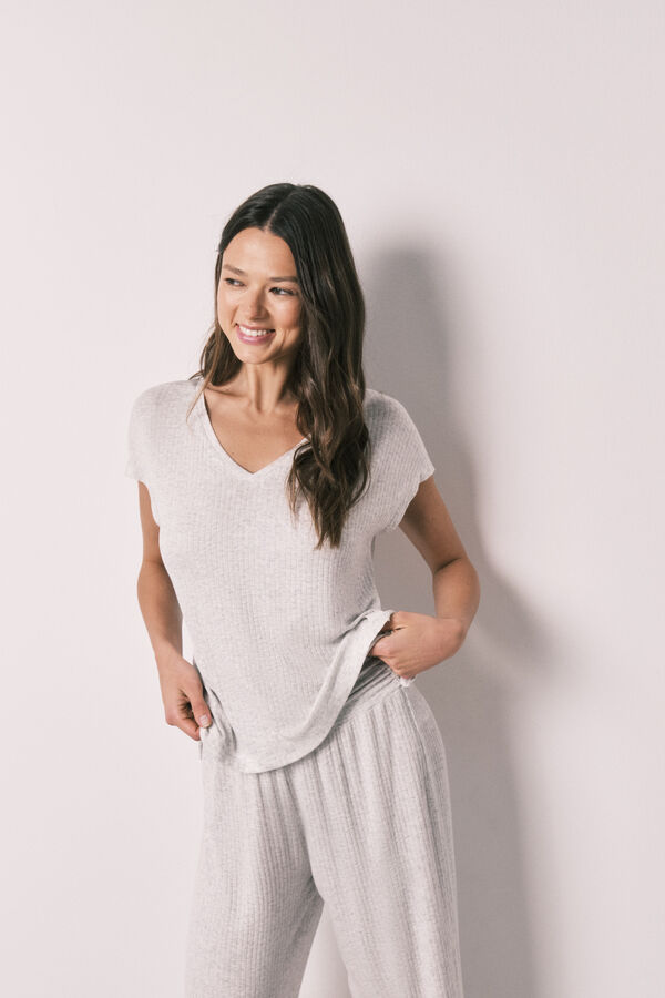 Women'secret Pijama Capri suave em viscosa cinzento cinzento