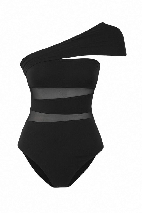 Trendyol Fato de banho assim&eacute;trico cut-out transpar&ecirc;ncias preto