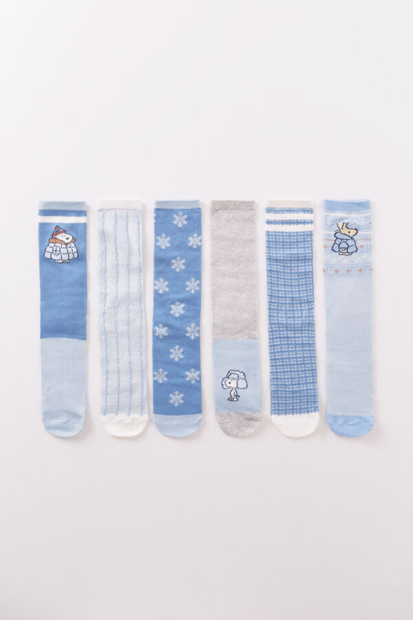 Women'secret Pacote com 6 meias longas de algod&atilde;o do Snoopy estampado