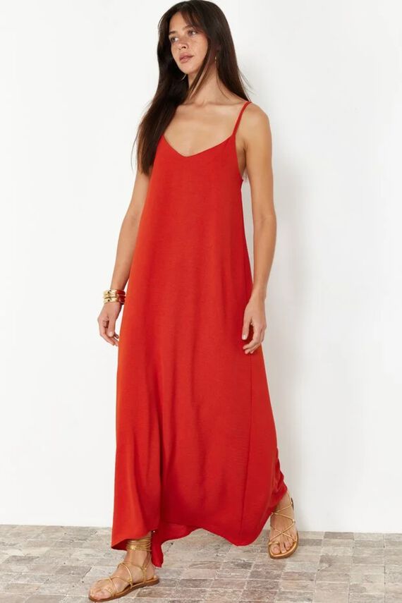 Vestido maxi cuello en V