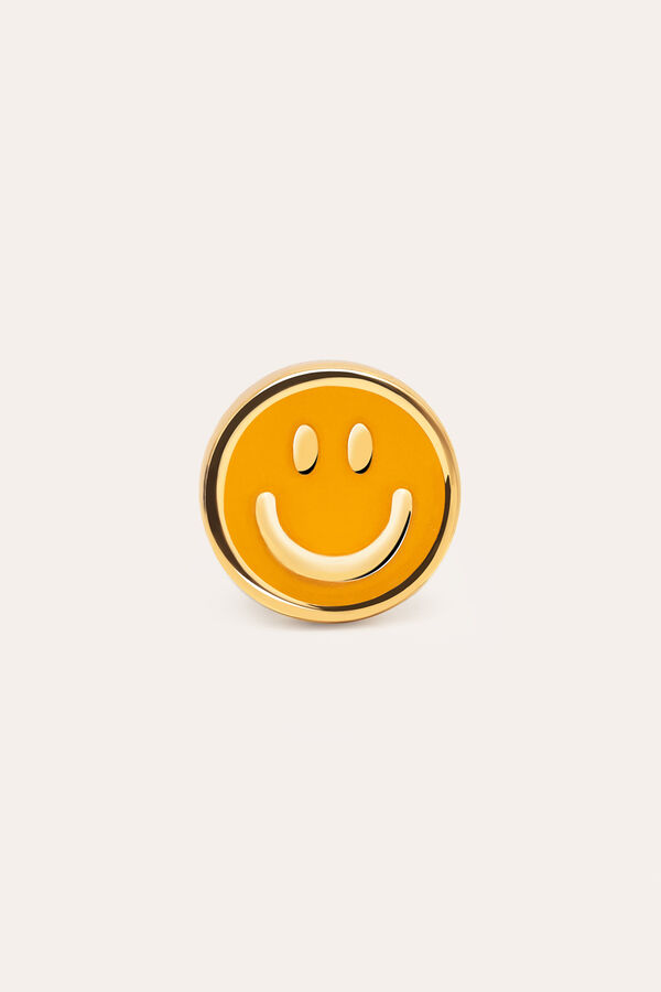 Singularu Pendiente Suelto Smiley Yellow Enamel Plata Baño Oro amarillo