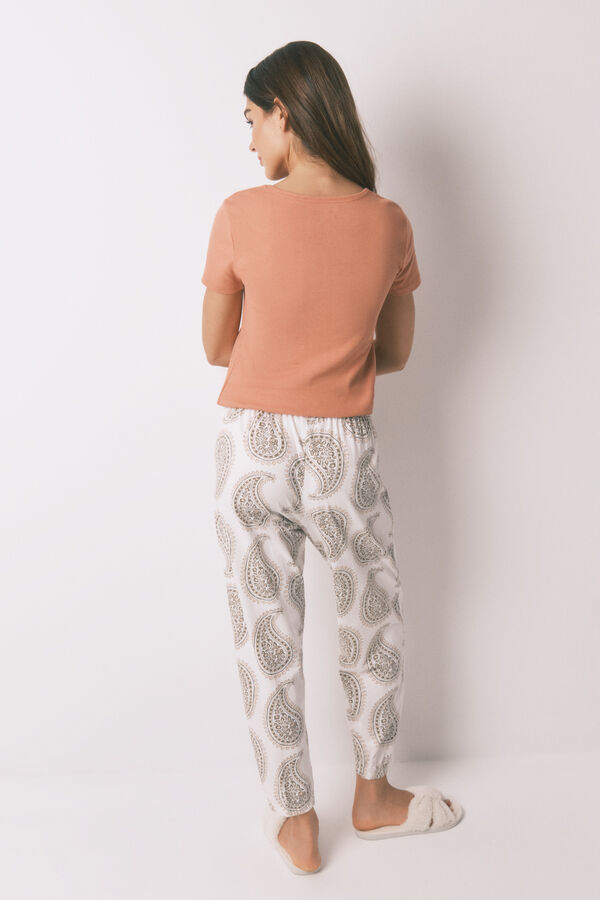 Women'secret Calça comprida 100% algodão paisley  bege