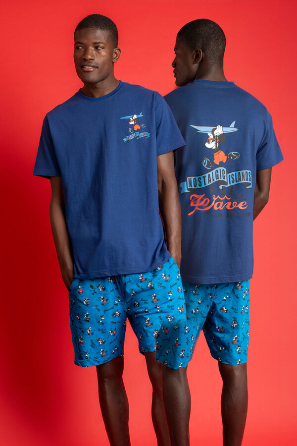 Admas Pijama curto Disney Ride the Wave azul