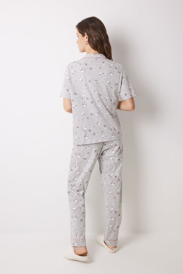 Womensecret Pijama camisero 100% algodón Snoopy gris