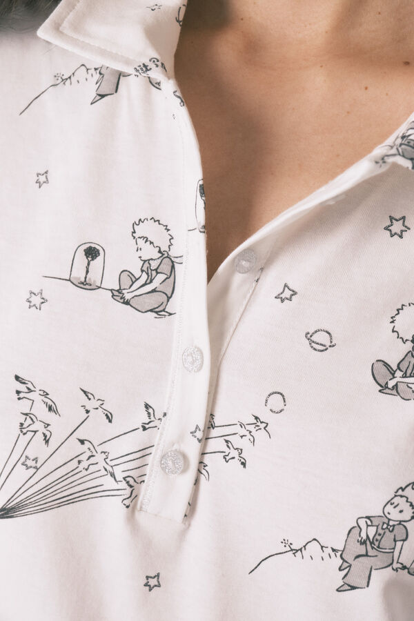 Women'secret Camisa de dormir curta estampado O Principezinho em 100% algod&atilde;o branco
