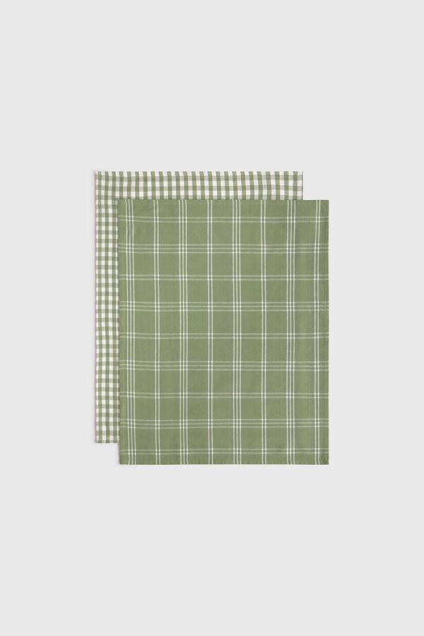 Textura Conjunto de panos de algod&atilde;o aos quadrados verde