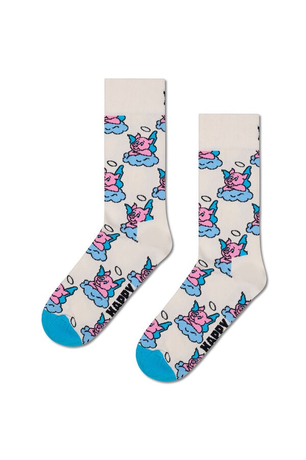 Happy Socks Meia de anjo de porco  branco