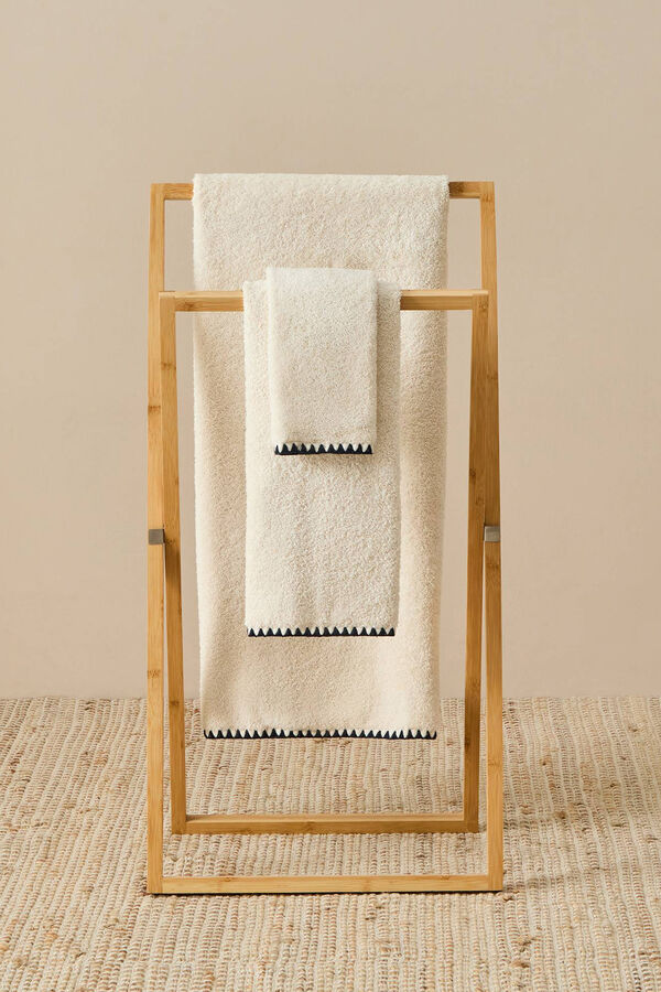Textura Toalla baño pespunte marfil