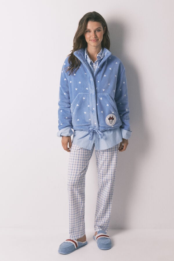 Women'secret Robe curto de polar Mickey Mouse com estampado azul azul