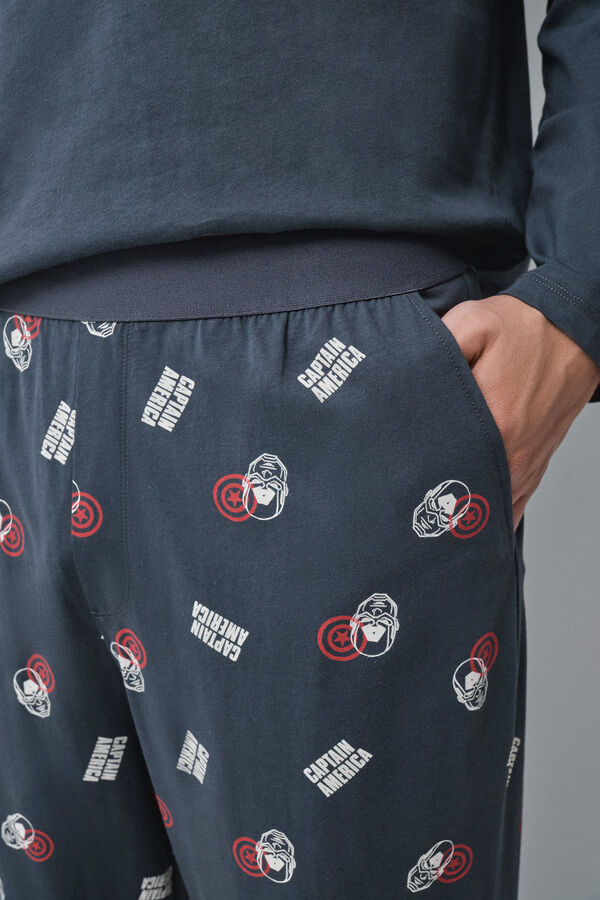 Women'secret Pijama comprido em algod&atilde;o Capit&atilde;o Am&eacute;rica cinzento