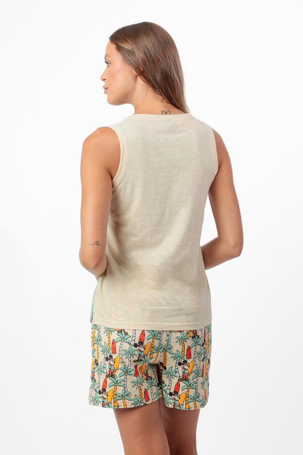Admas Pijama curto surf Mickey Mouse bege