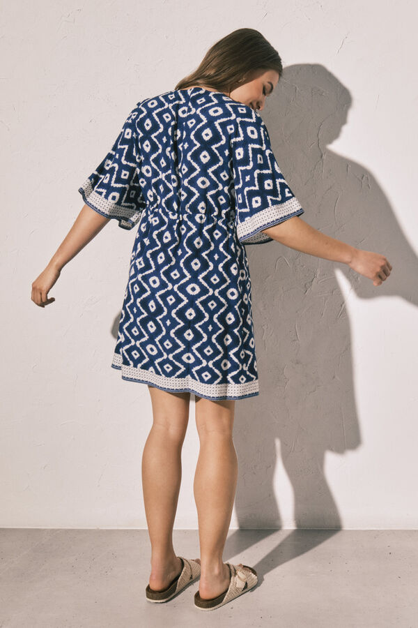 Women'secret Vestido camisola curto estampado azul azul