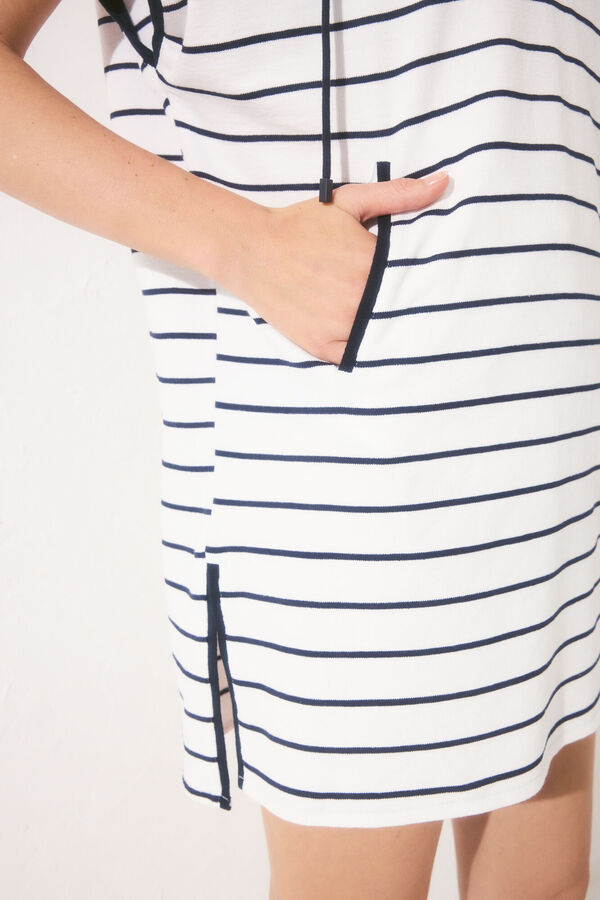 Women'secret Vestido de pelúcia riscas azul marinho azul