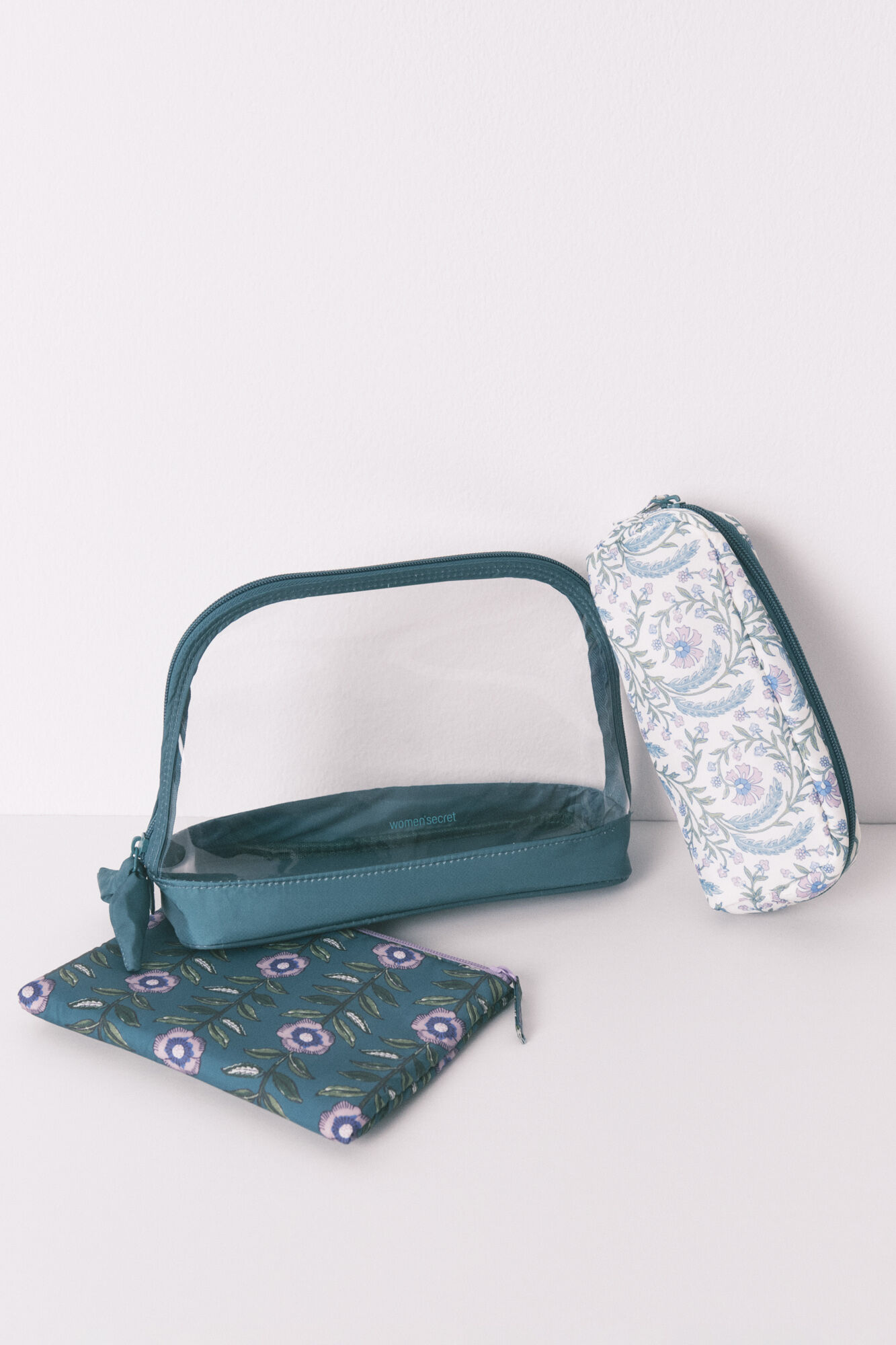 Women'secret Pacote com 3 bolsas de higiene pessoal estampadas em verde