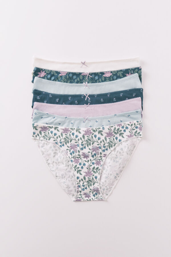 Women'secret Pacote com 7 cuecas clássicas com estampas multicoloridas estampado