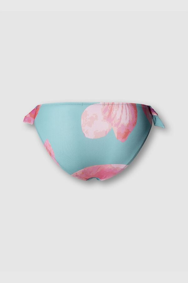 Pepe Jeans Floral print classic bikini bottoms with ties blue
