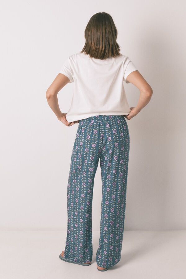 Women'secret Calça comprida de viscose com estampa floral verde