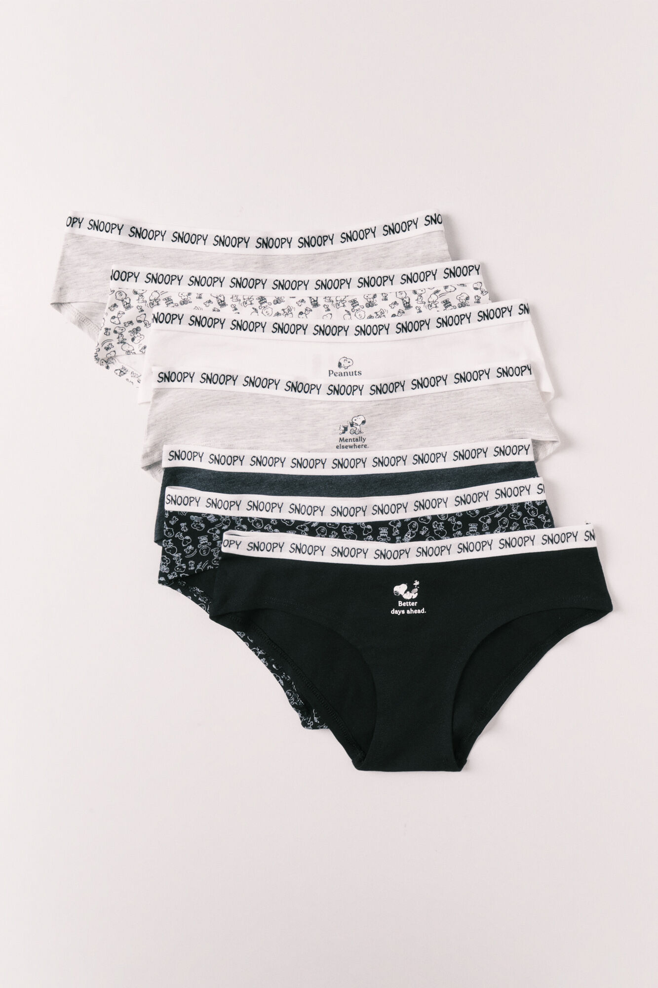 Women'secret Pack 7 cuecas largas em algod&atilde;o estampado Snoopy