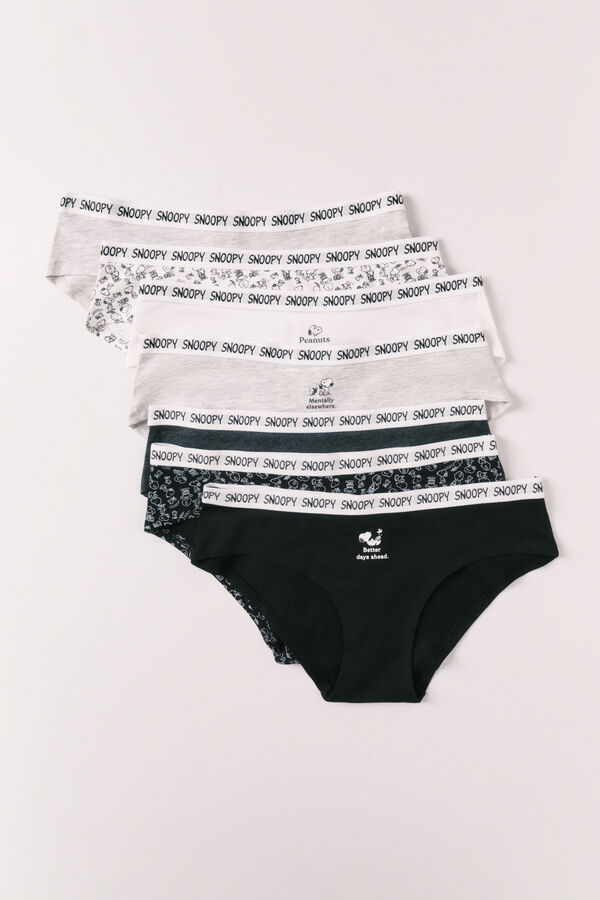 Women'secret Pack 7 cuecas largas em algod&atilde;o estampado Snoopy estampado