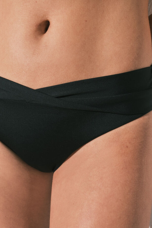 Women'secret Cuecas de biqu&iacute;ni cintura m&eacute;dia-alta twist pretas preto